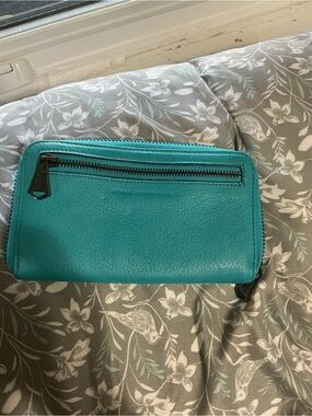 Aimee Kestenberg Teal Leather Zip Wallet -